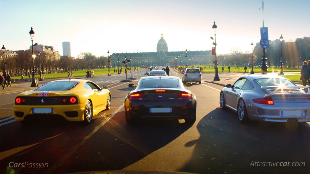 shooting Photo Supercars Paris Invalides Porsches Ferrari Aston Martin