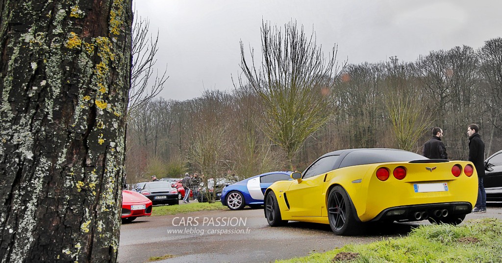 Corvette c06 jaune jantes noires rassemblement Thoiry 2016