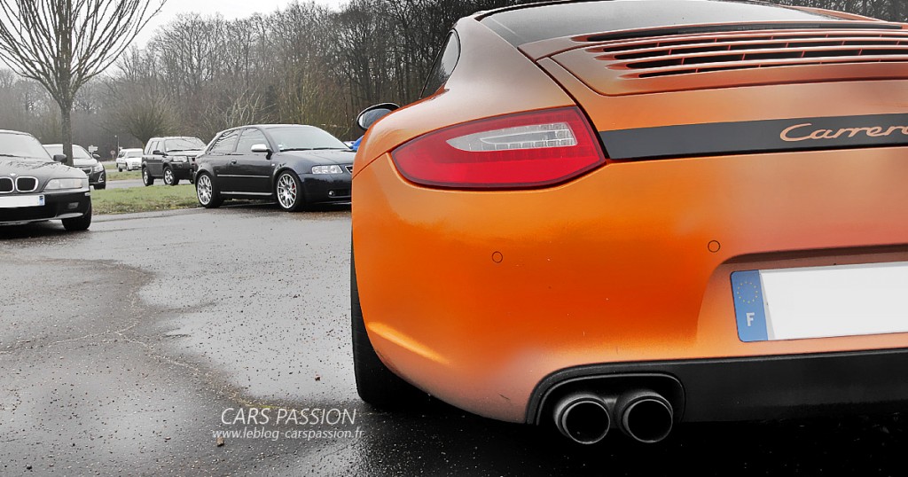 Porsche Carrera S orange Rassemblement auto Thoiry 2016