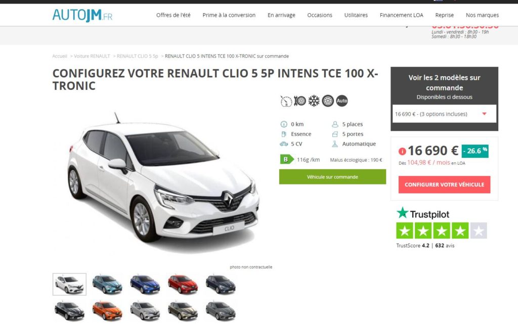 Achat Renault clio 5 TCE mandataire auto