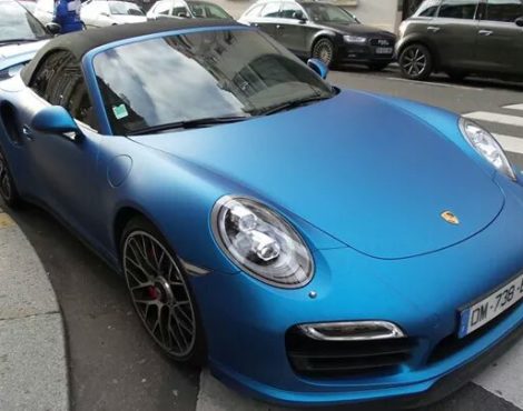 Porsche 911 Turbo cabriolet blue matte 2015