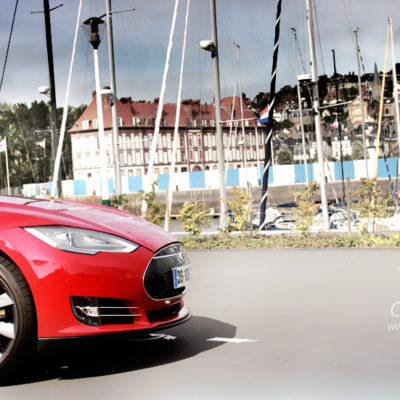 Photos port de Trouville avec la Tesla model s