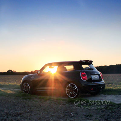 essai Mini John Cooper Works JCW coucher de soleil