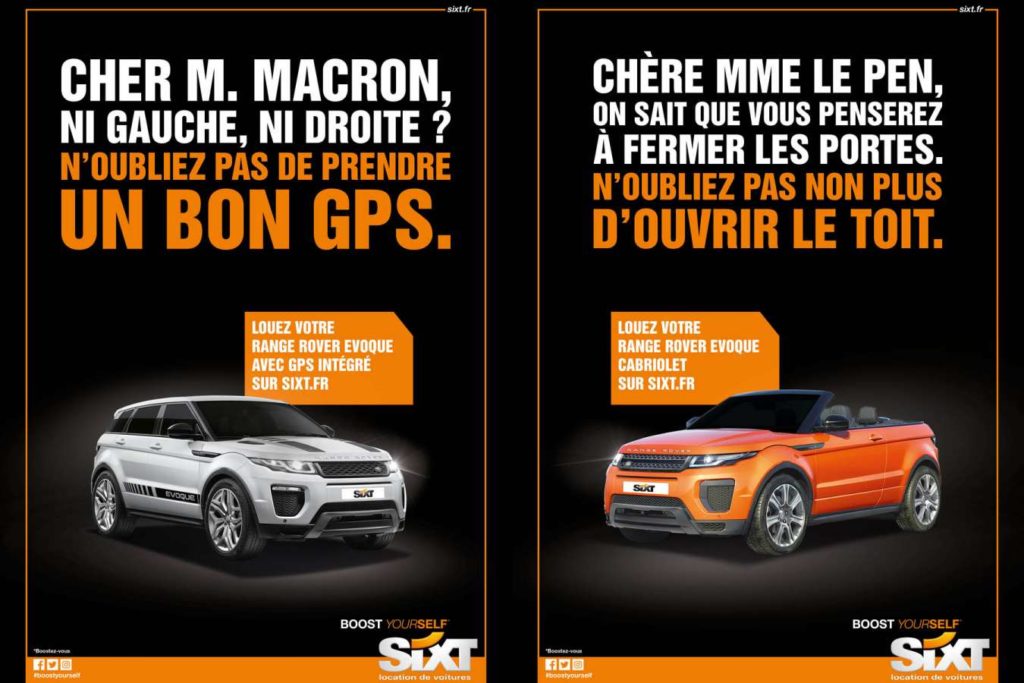 Sixt president Marine le pen E macron france