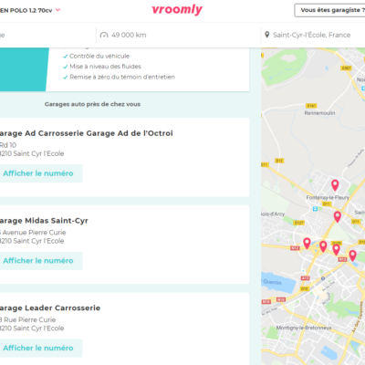 Recherche de garage pour faire ma Vidange avec Vroomly