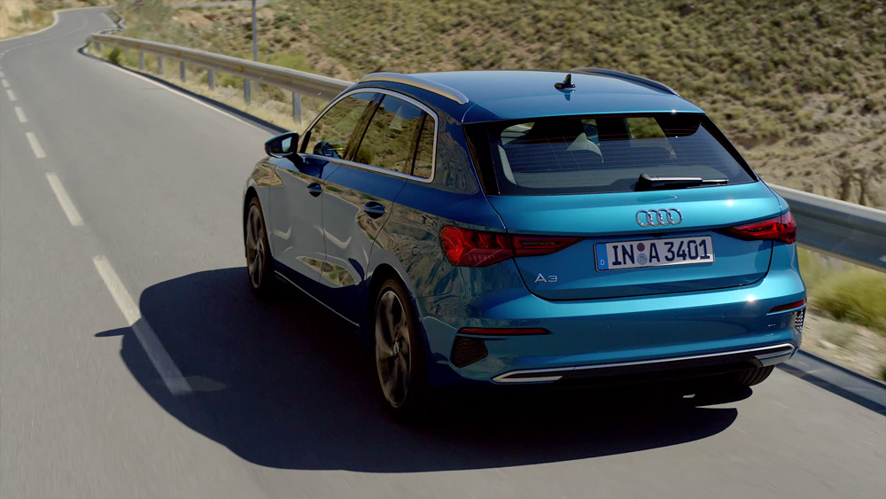 Vue arrière de la nouvelle Audi A3 Sportback 2020